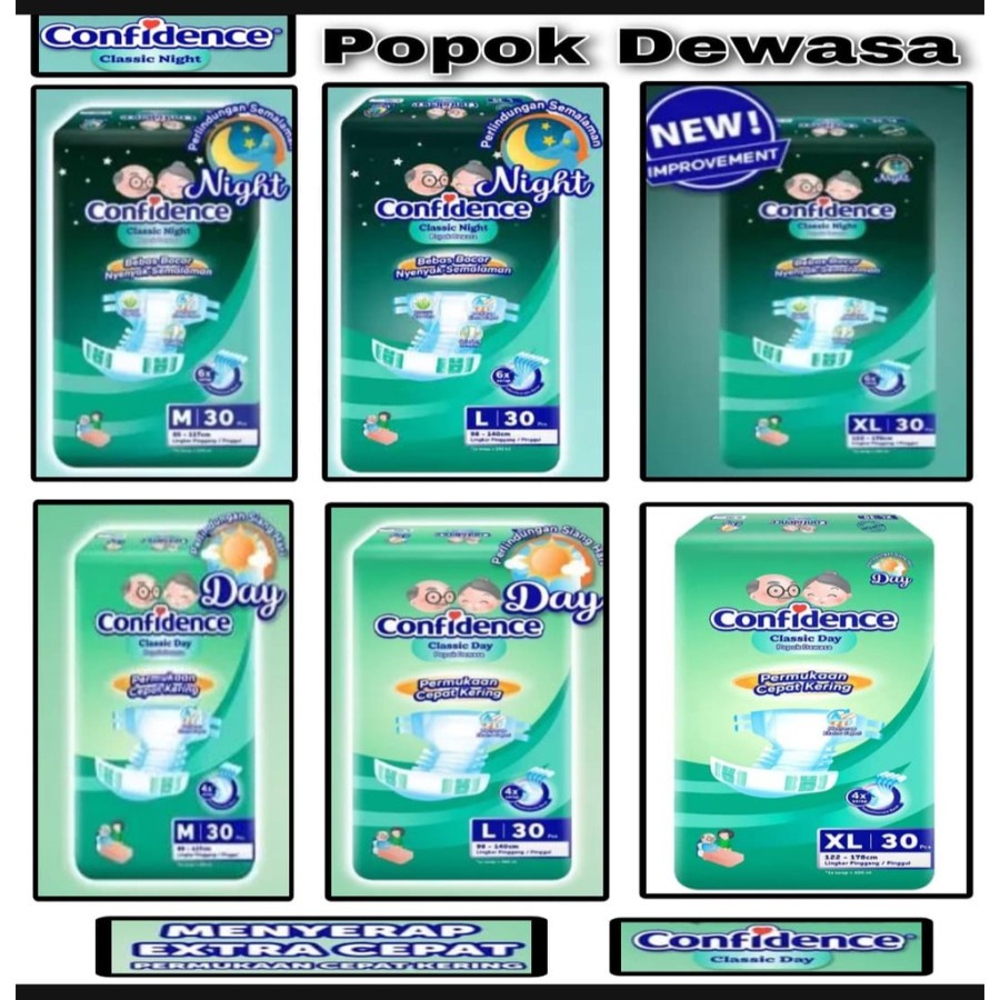 Jual Popok Dewasa Confidence Popok Perekat Classic Day Night M30 L 30