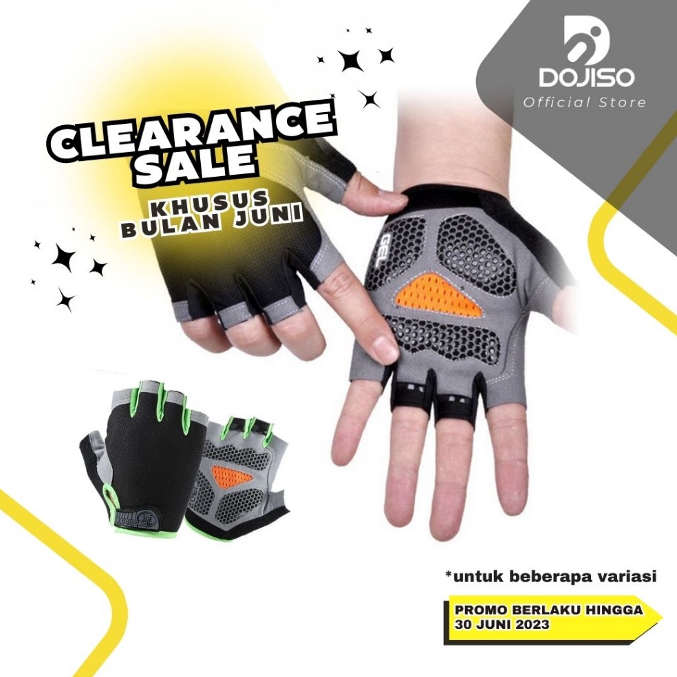 Jual Terkini SARUNG TANGAN OLAHRAGA GYM SEPEDA HALF FINGER GLOVE