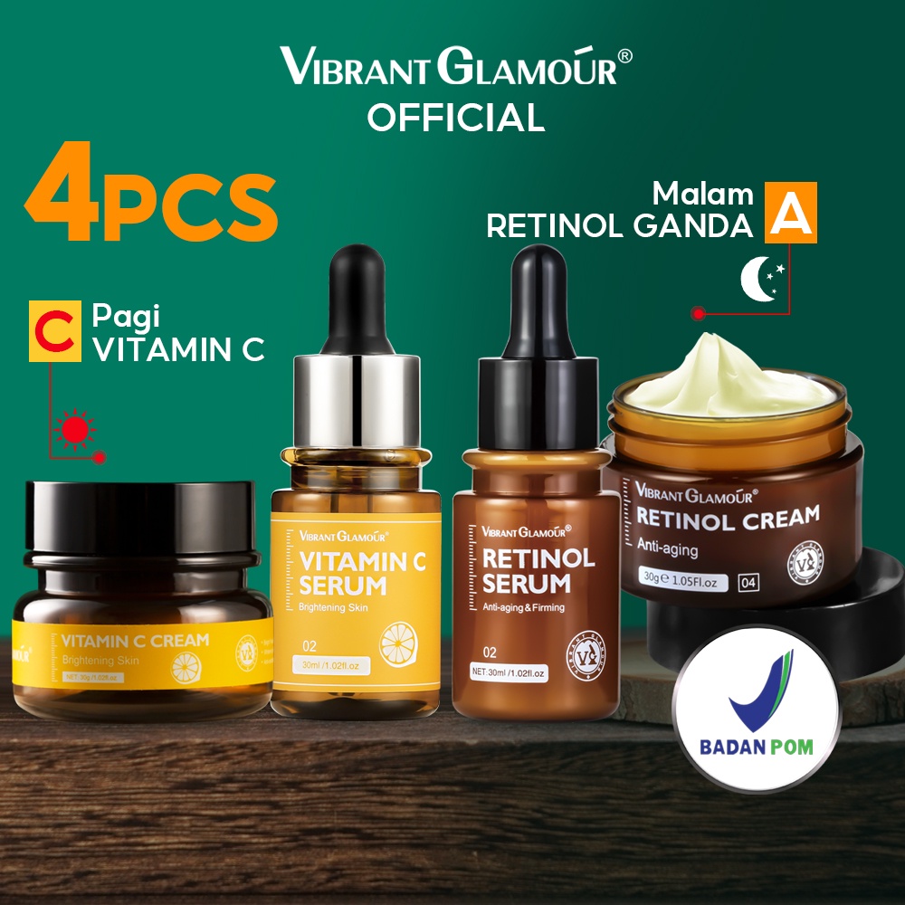 Jual VIBRANT GLAMOUR BPOM 4PCS Set Krim Wajah Retinol Serum Wajah