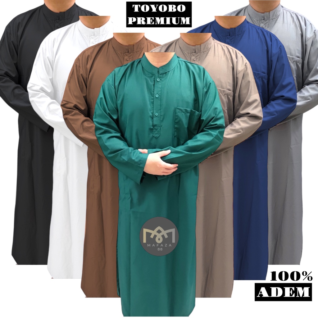 Jual Gamis Jubah Muslim Pria TOYOBO PREMIUM ADEM Lengan Panjang Polos