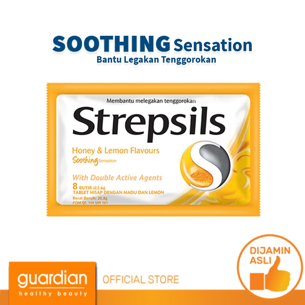 Jual Strepsils Soothing Honey Lemon 8s Permen Pelega Tenggorokan