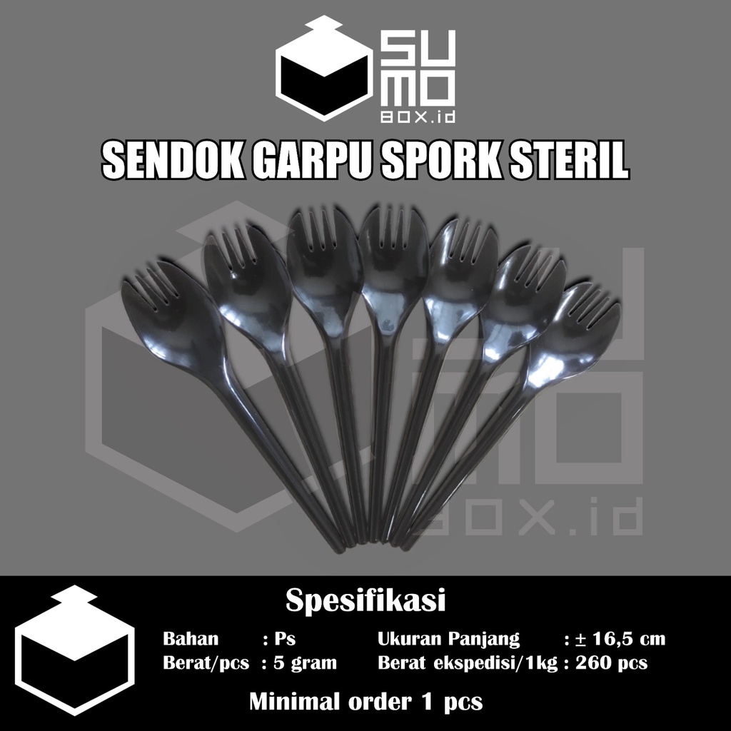 Jual Spork Steril Hitam Sendok Garpu In Plastik Bahan Kuat Premium