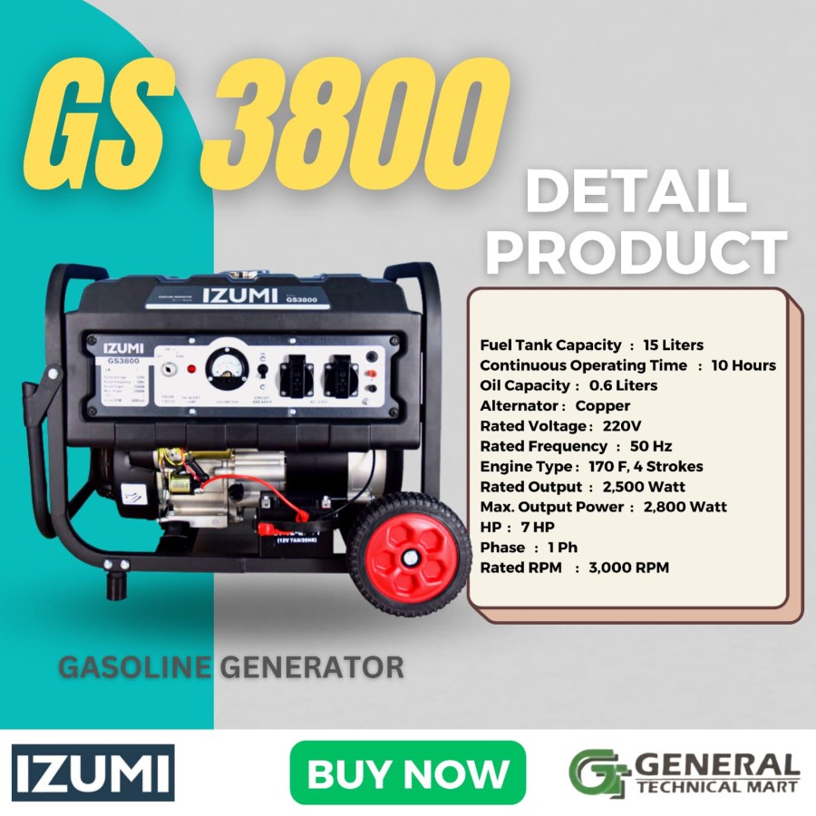 Jual Mesin Generator Set Genset Bensin Gs Izumi Watt Gs