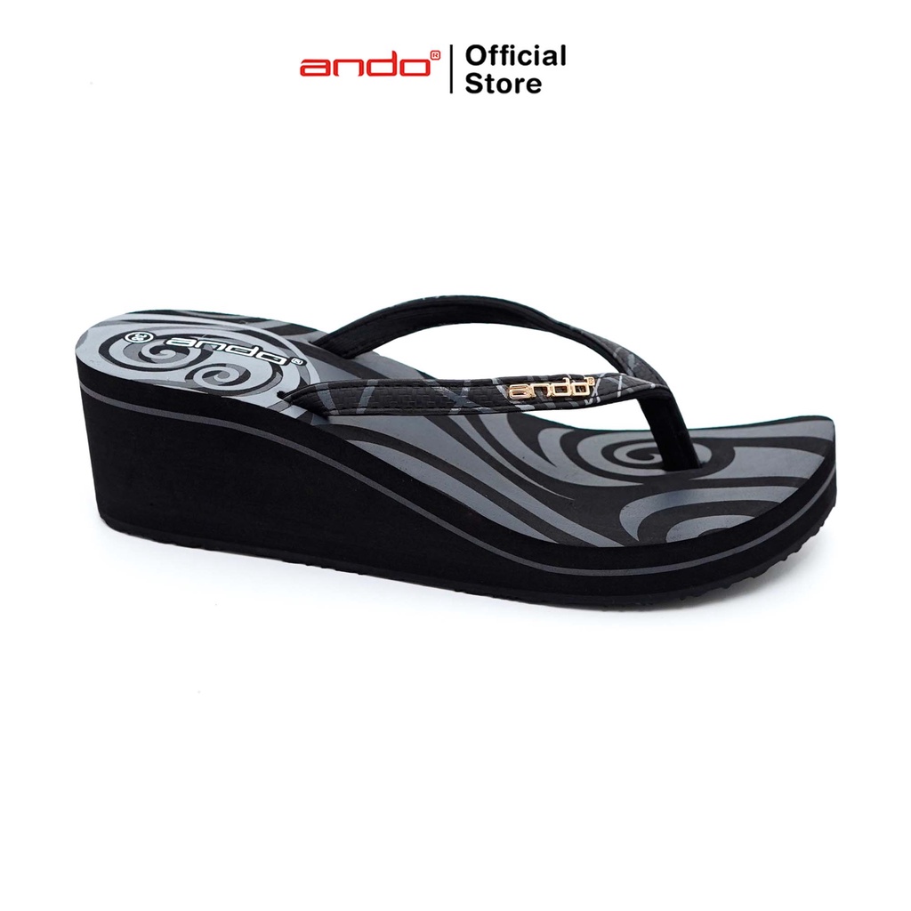 Jual Ando Official Sandal Jepit Alphadia Wanita Dewasa Hitam Abu Abu