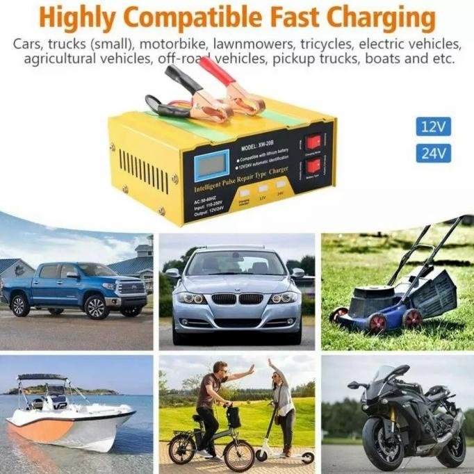 Jual Charger Aki Mobil Lead Acid Smart Battery Charger 12V 24V 6 105Ah