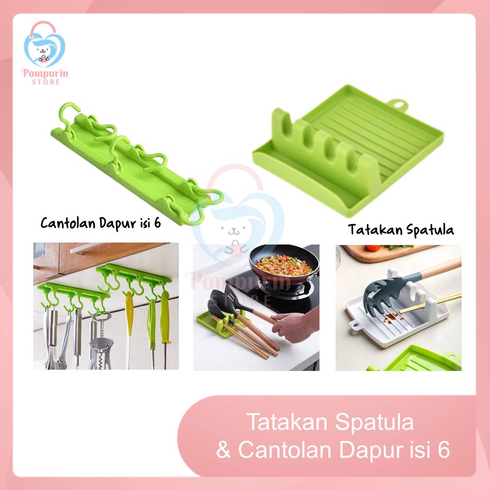 Jual Gantungan Lemari Atas Dapur Model Cantolan Isi 6 Tatakan Spatula