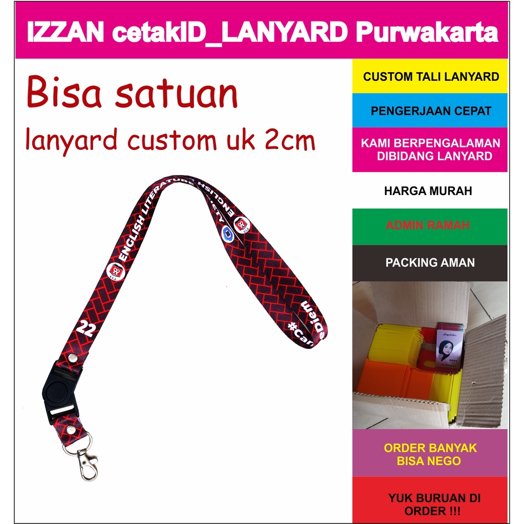 Jual CETAK TALI LANYARD CUSTOM BEBAS UK 2CM BISA SATUAN Shopee Indonesia