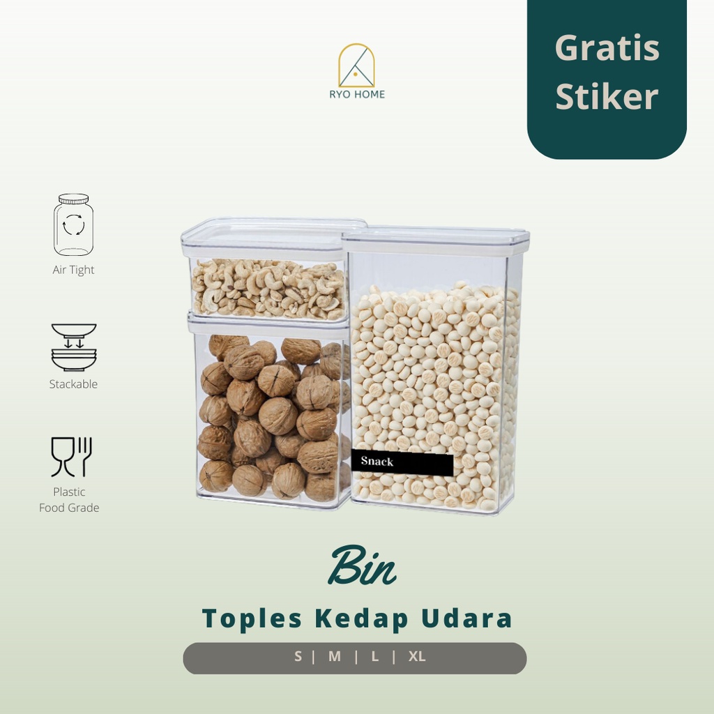 Jual Ryo Home Bin Toples Transparan Kedap Udara Toples Makanan