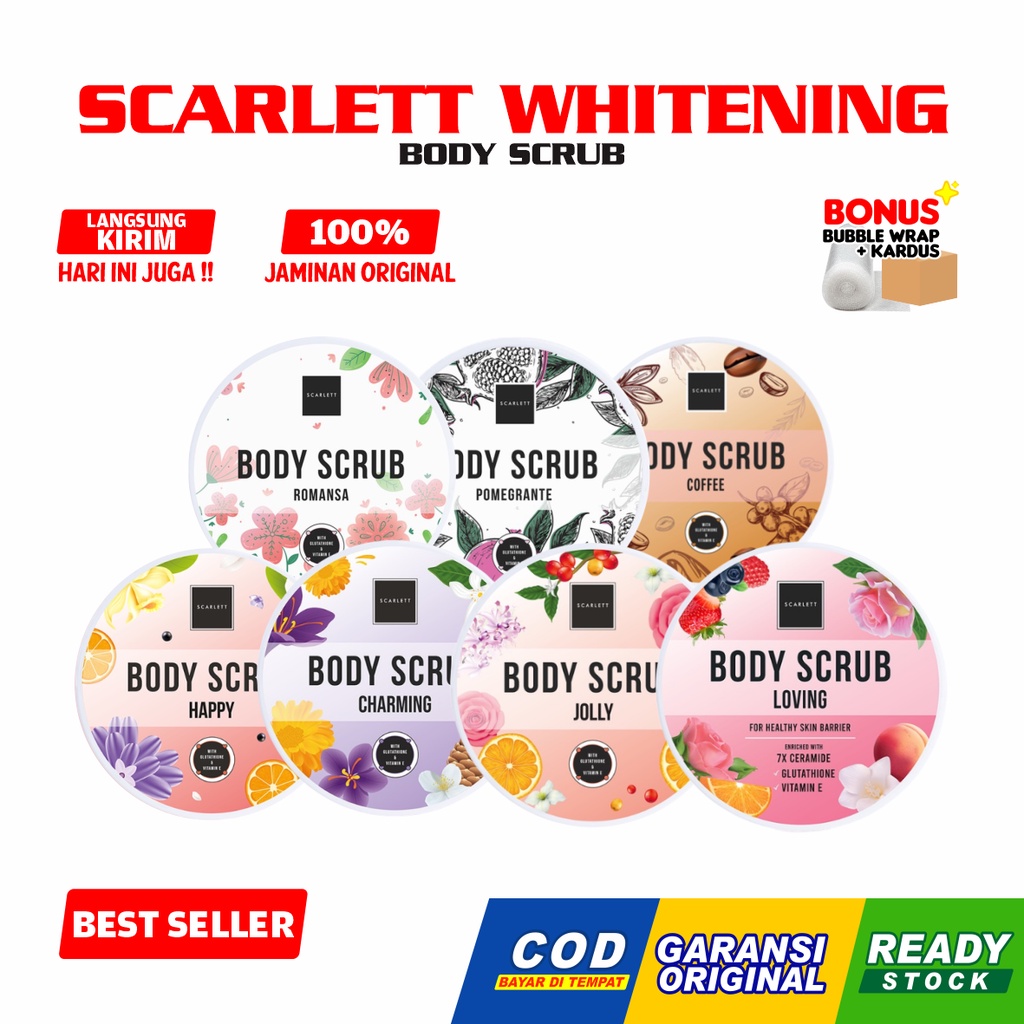 Jual Scarlett Whitening Body Scrub Lulur Romansa Pomegrante Original