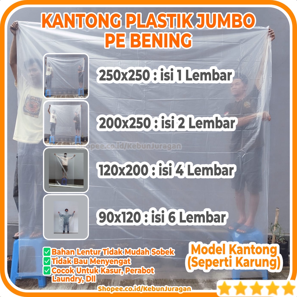 Jual Kantong Plastik Bening Jumbo Pe Murni Lentur Transparan Kantong