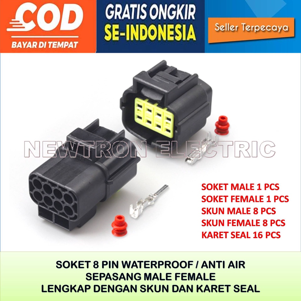 Jual Soket Konektor Connector Pin Waterproof Anti Air Male Female