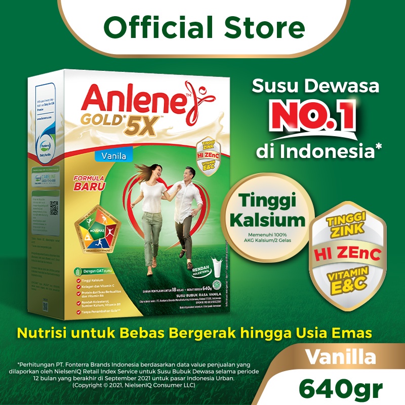 Jual Anlene Gold 5X Susu Bubuk Dewasa Vanila 620g Nutrisi Tinggi