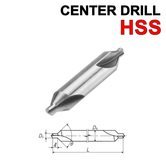 Jual Center Drill 2x60 HSS Mata Bor 2 0 Mm Centering Bubut Milling 2mm