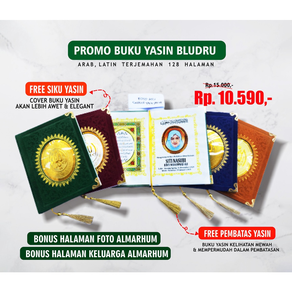 Jual BUKU YASIN HARDCOVER BLUDRU TEBAL DAN LENGKAP 128 HALAMAN Arab