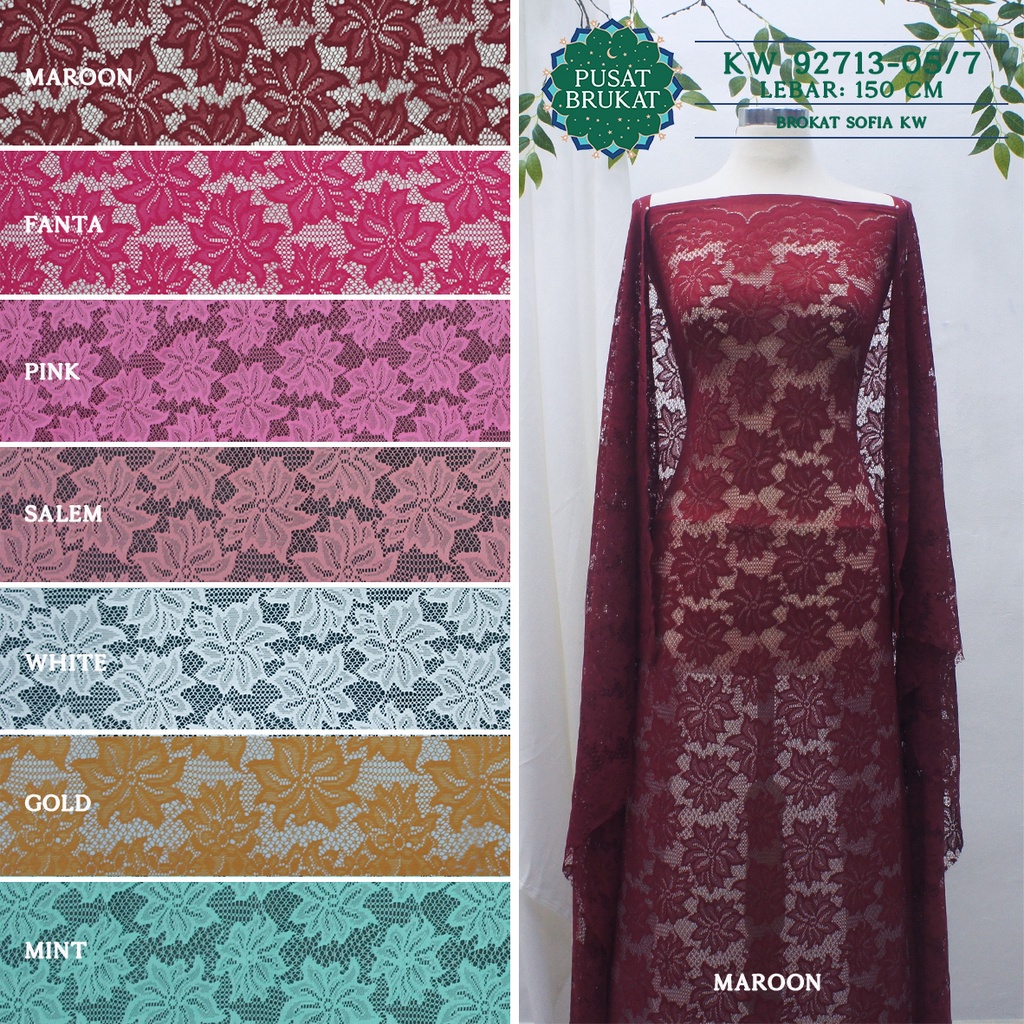 Jual KAIN BRUKAT LACE KEBAYA METERAN BROKAT MALIKA MOTIF BUNGA NOVA