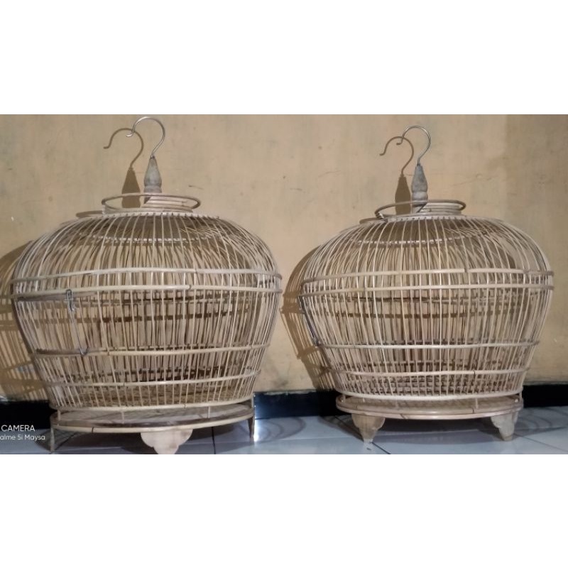 Jual SANGKAR BURUNG DERKUKU PUTER SABUK ROTAN JERUJI BAMBU Shopee