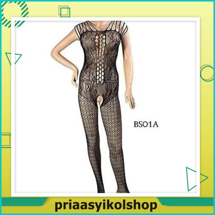 Jual SEXY BODY STOCKING SEKSI LINGERIE JARING OPEN CROTCH MOTIF HITAM