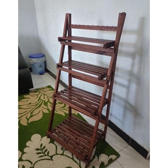 Jual Rak Sepatu Susun Bunga Display Tingkat Kayu Lipat Serbaguna