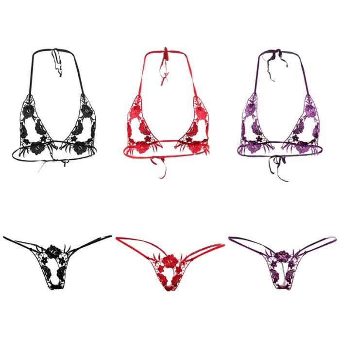 Jual Terlaris Bikiniku B B Bikini String Halterneck Open Cup Crotchless Sexy Shopee