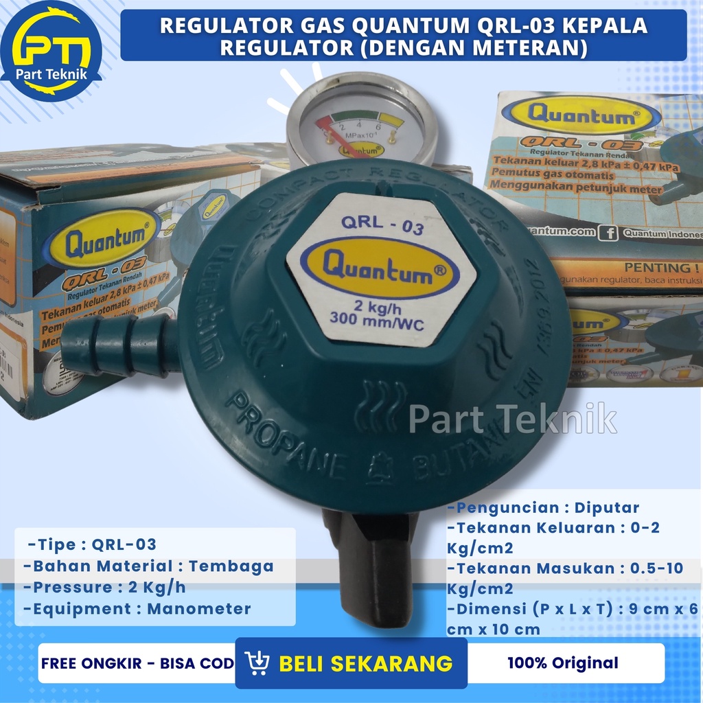 Jual Regulator Gas Quantum Qrl Kepala Regulator Dengan Meteran