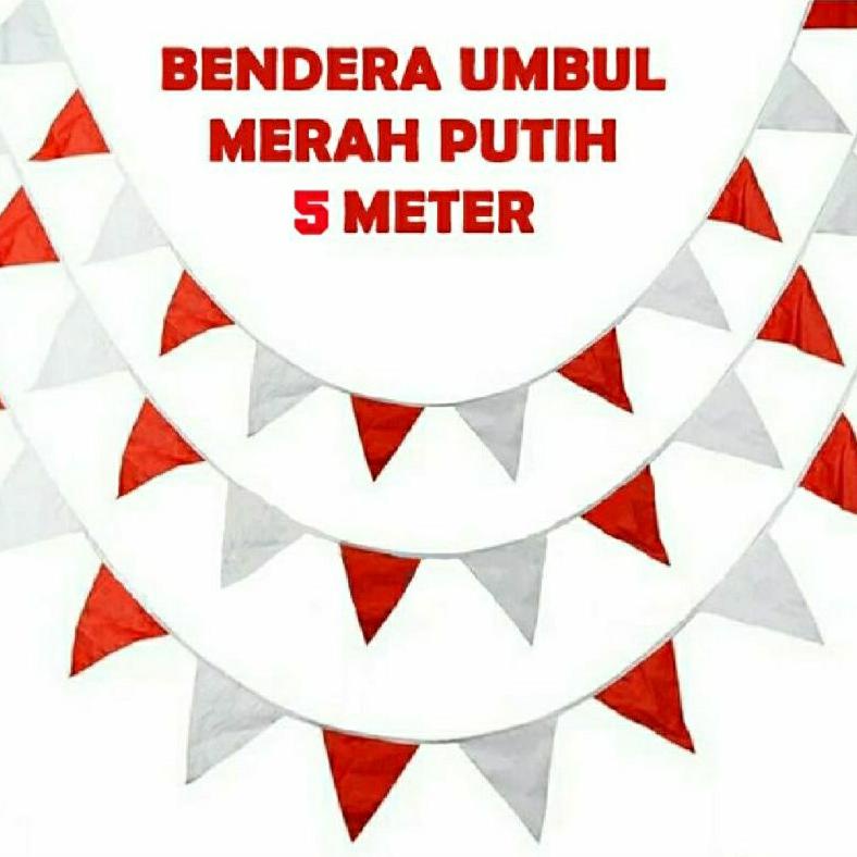 Jual Bendera Segitiga Renteng Merah Putih Warna Warni 5 Meter Bahan