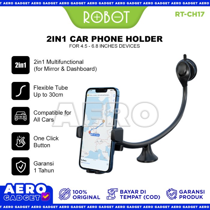 Jual ROBOT Car Holder Dashboard Kaca Mobil RT CH17 Mount HP Phone Stand