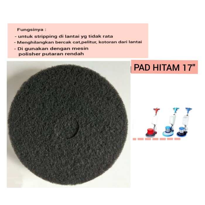 Jual PAD HITAM UKURAN 17 INCH BUFFING PAD MESIN POLISHER LANTAI 17 INCH