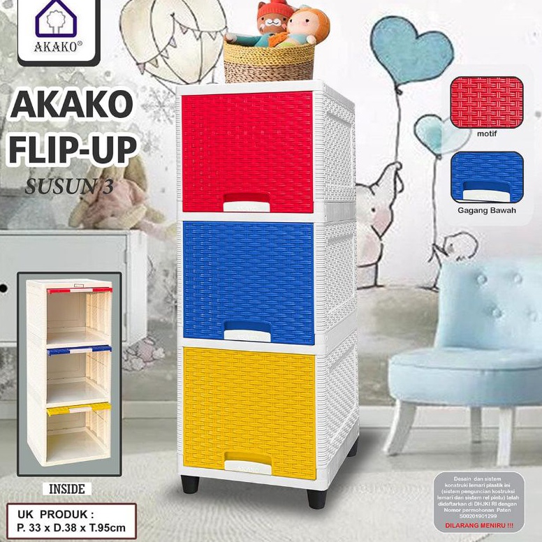 Jual HARGA SPESIAL AKAKO Lemari FLIP UP Motif Rotan Susun 2 3 4