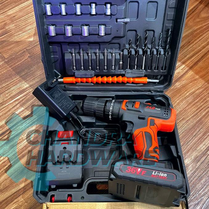 Jual BOR CORDLESS JLD 36V BATERAI IMPACT DRILL TOOL KIT AKSESORIS