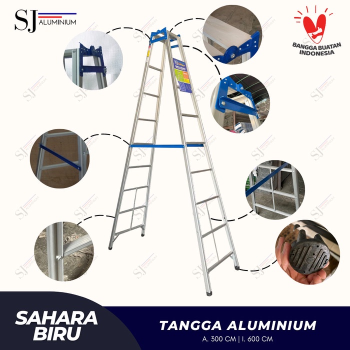 Jual TANGGA LIPAT ALUMINIUM LADDER SAHARA UKURAN 3 METER 3 M 300