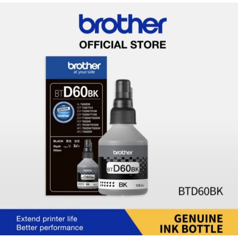 Jual Tinta Brother Ink BT60 Black Original HANYA KHUSUS PRINTER BROTHER