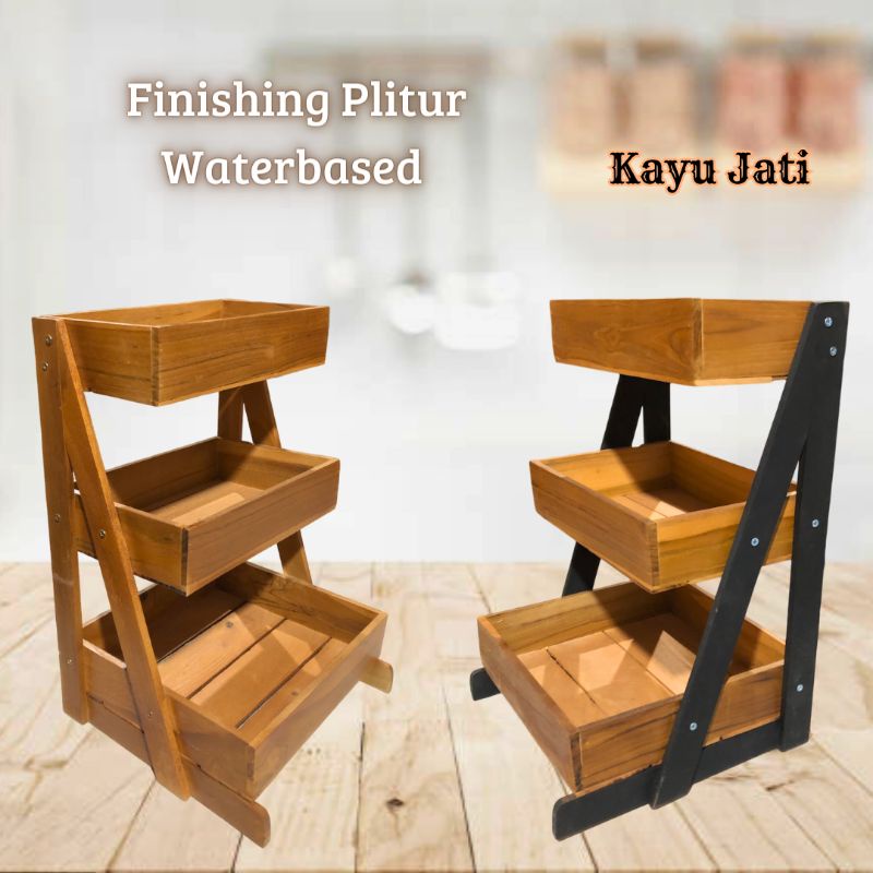 Jual Rak Bawang 3 Susun Kayu Jati Finishing Plitur Waterbased Shopee