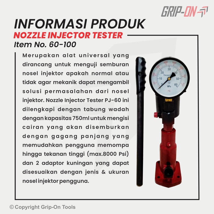 Jual Grip On Nozzle Injector Tester Pj 60 Alat Tes Injeksi Nosel Pj60