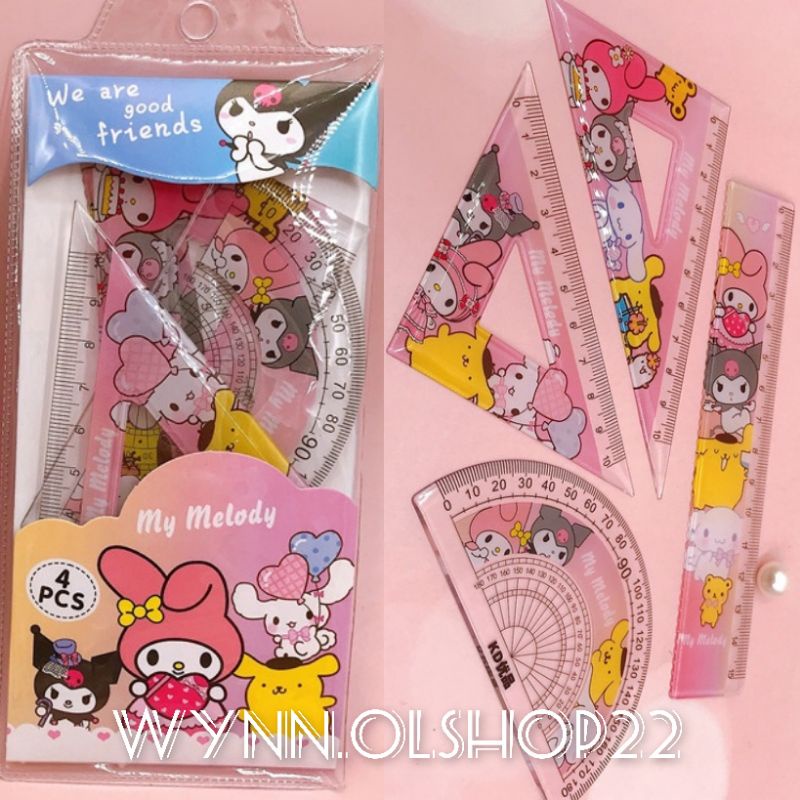 Jual PENGGARIS SANRIO 1 SET ISI 4 PCS FREE BAG 1 SET PENGGARIS MY