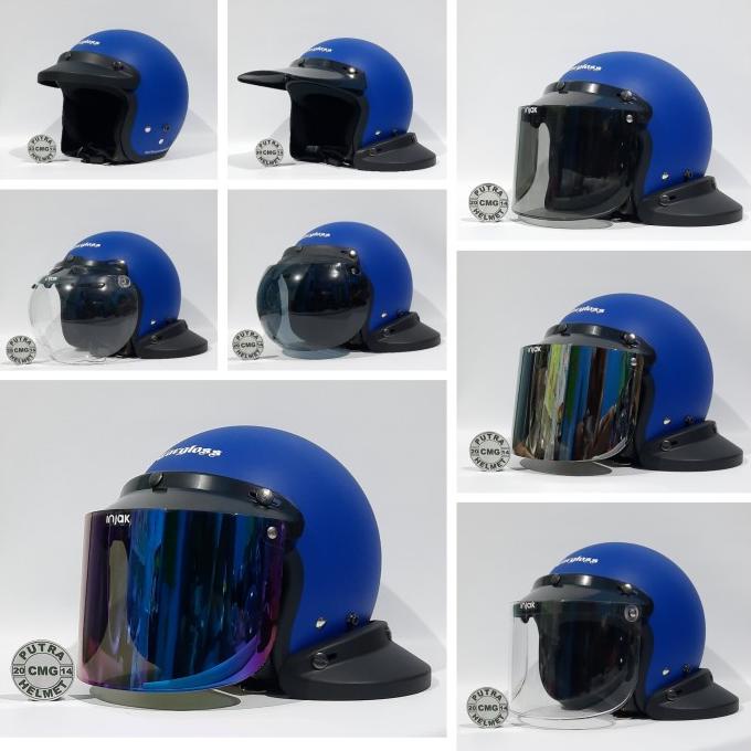 Jual PAKET HELM CARGLOSS CFM RETRO POLICE BLUE DOFF BIRU DOF Shopee