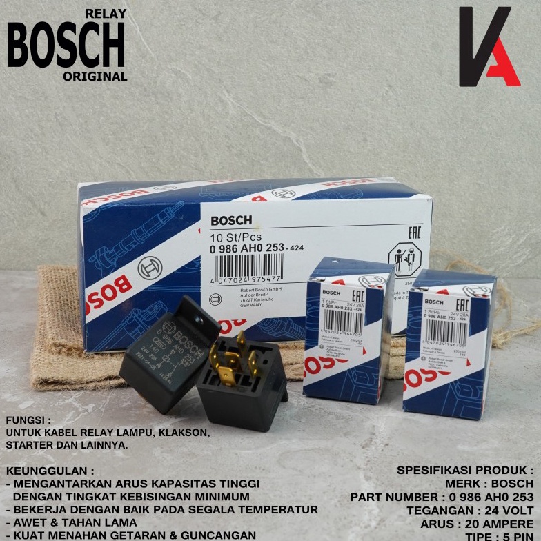 Jual RELAY BOSCH 5 KAKI 5 PIN 24 VOLT 20 AMPERE BOSCH ORIGINAL MURAH