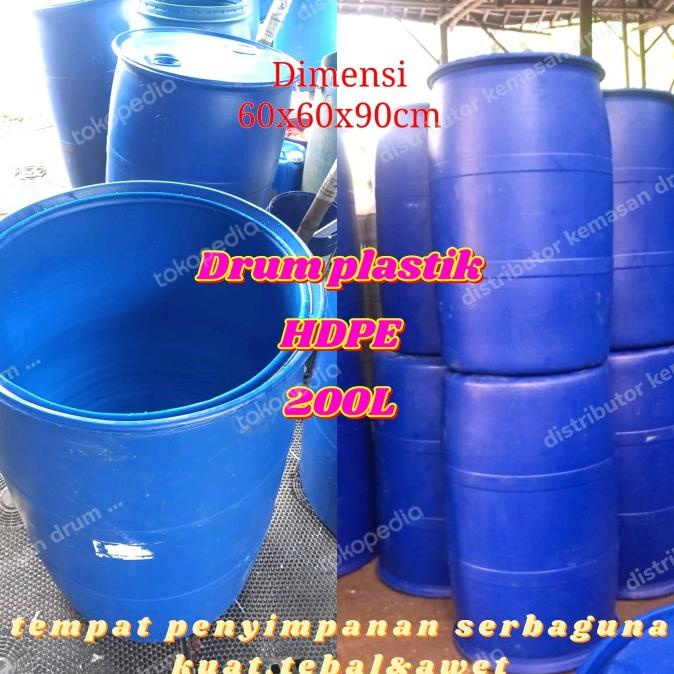 Jual Tong Sampah Drum Plastik HDPE 200L PXLXT 59 59 91cm Shopee