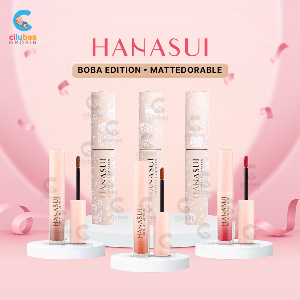 Jual Hanasui Boba Mattedorable Lip Cream Matte Halal Original Bpom