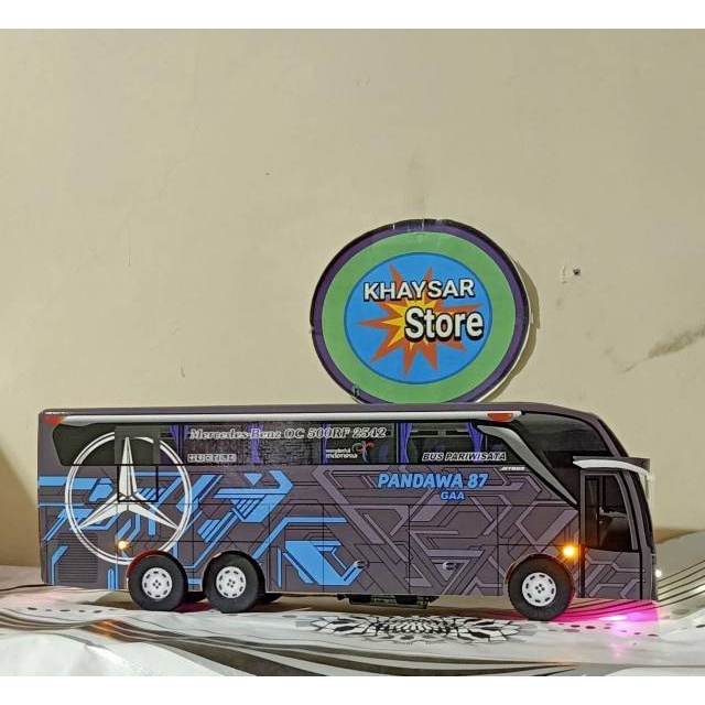 Jual Must Have Terlaris Miniatur Bus Bis Pandawa Uhd Plus Lampu