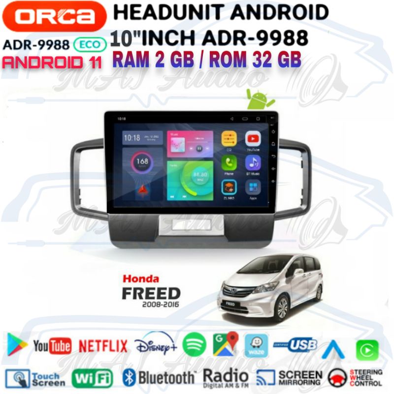 Jual Head Unit Android ORCA ECO 10 Inch OEM Honda FREED Soket Plug