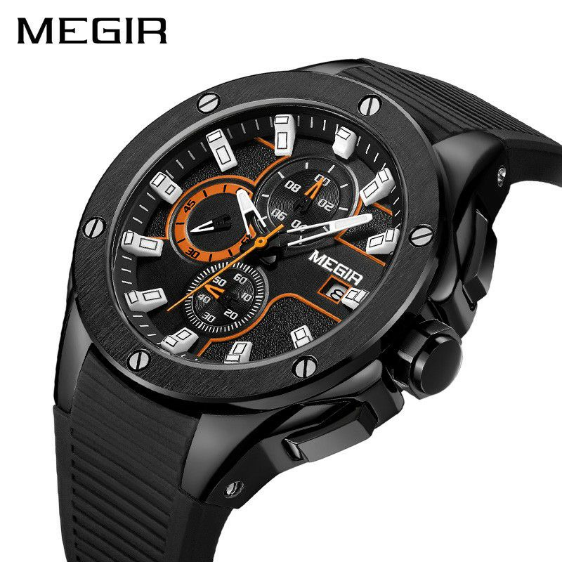 Jual Jam Tangan Megir Original Analog Chronograph Terlaris Rubber Water