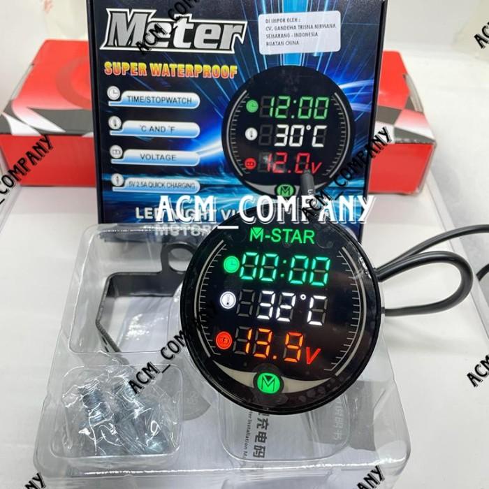 Jual Volt Meter Digital Bulat Led In Jam Suhu Volt Meter Led