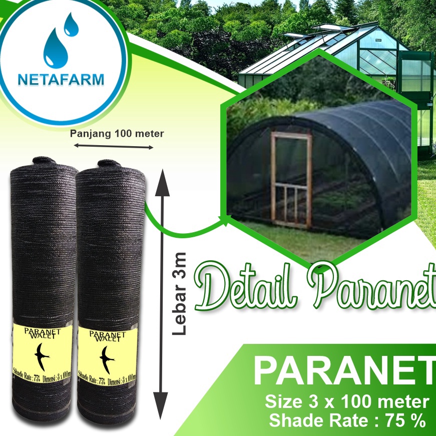 Jual Ready Stok Jaring PARANET 75 Lebar 3 Meter ECERAN 1 Meter