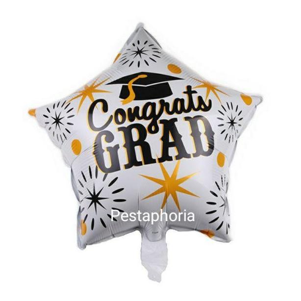 Jual Balon Foil Graduation Wisuda Congrats Grad Star Toga Size Cm