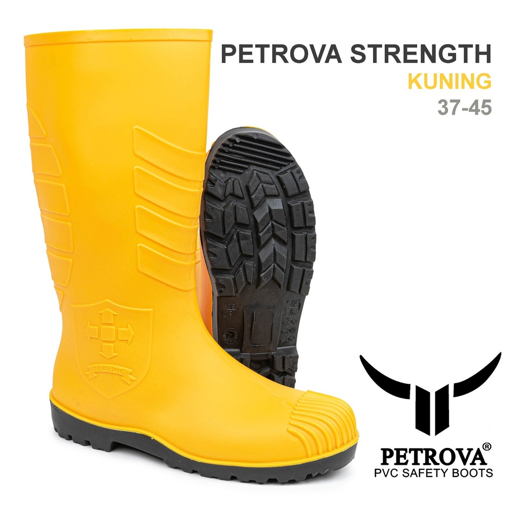 Jual Sepatu Boots Tinggi Safety Petrova Strength Kuning Steel Toe Pvc