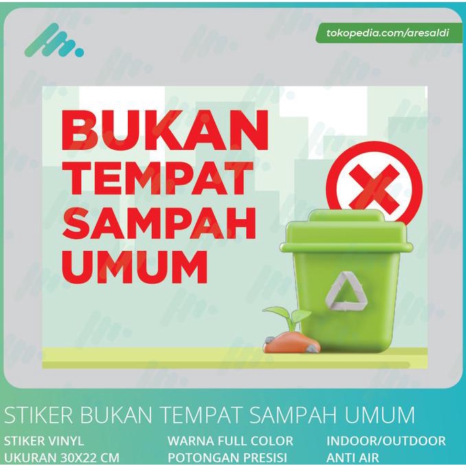 Jual Sign Label Bukan Tempat Sampah Umum Rumah Pagar Sticker Anti Air