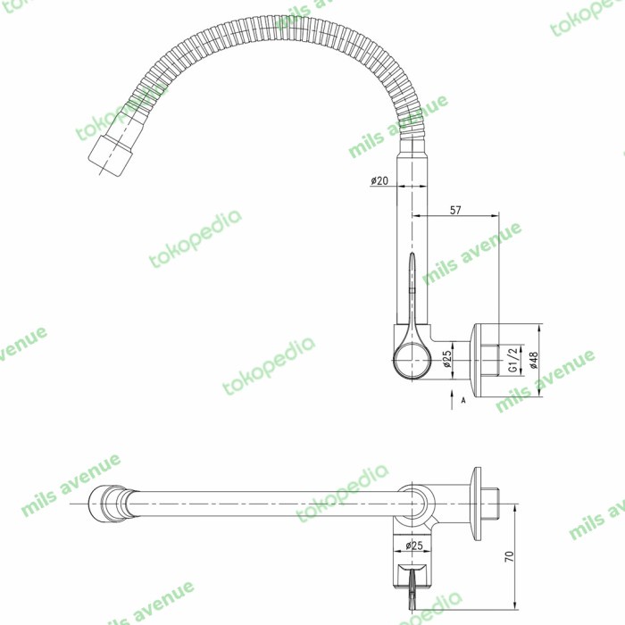 Jual Kran Sink Tembok Flexible Wasser Tlx 041F Wall Keran Cuci Piring