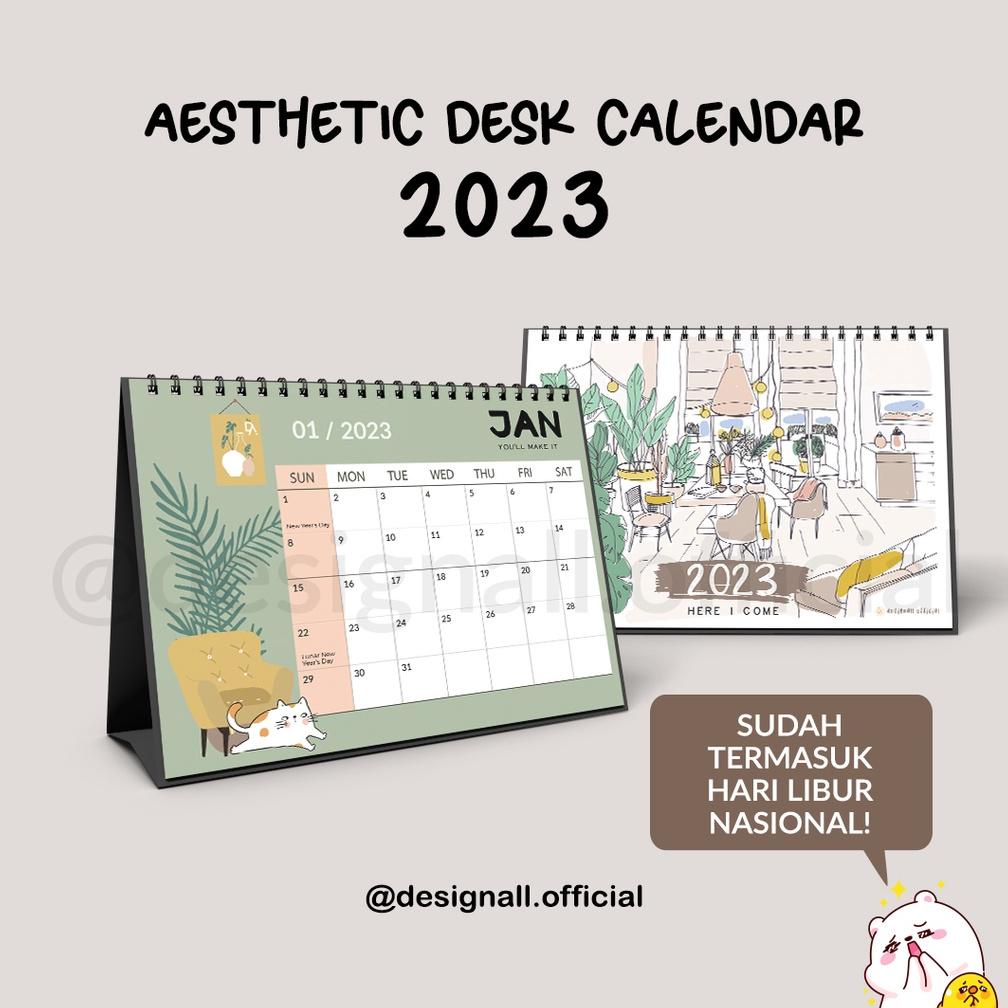 Jual Terbaik Designall Kalender Meja Kalender Duduk Aesthetic Tahun