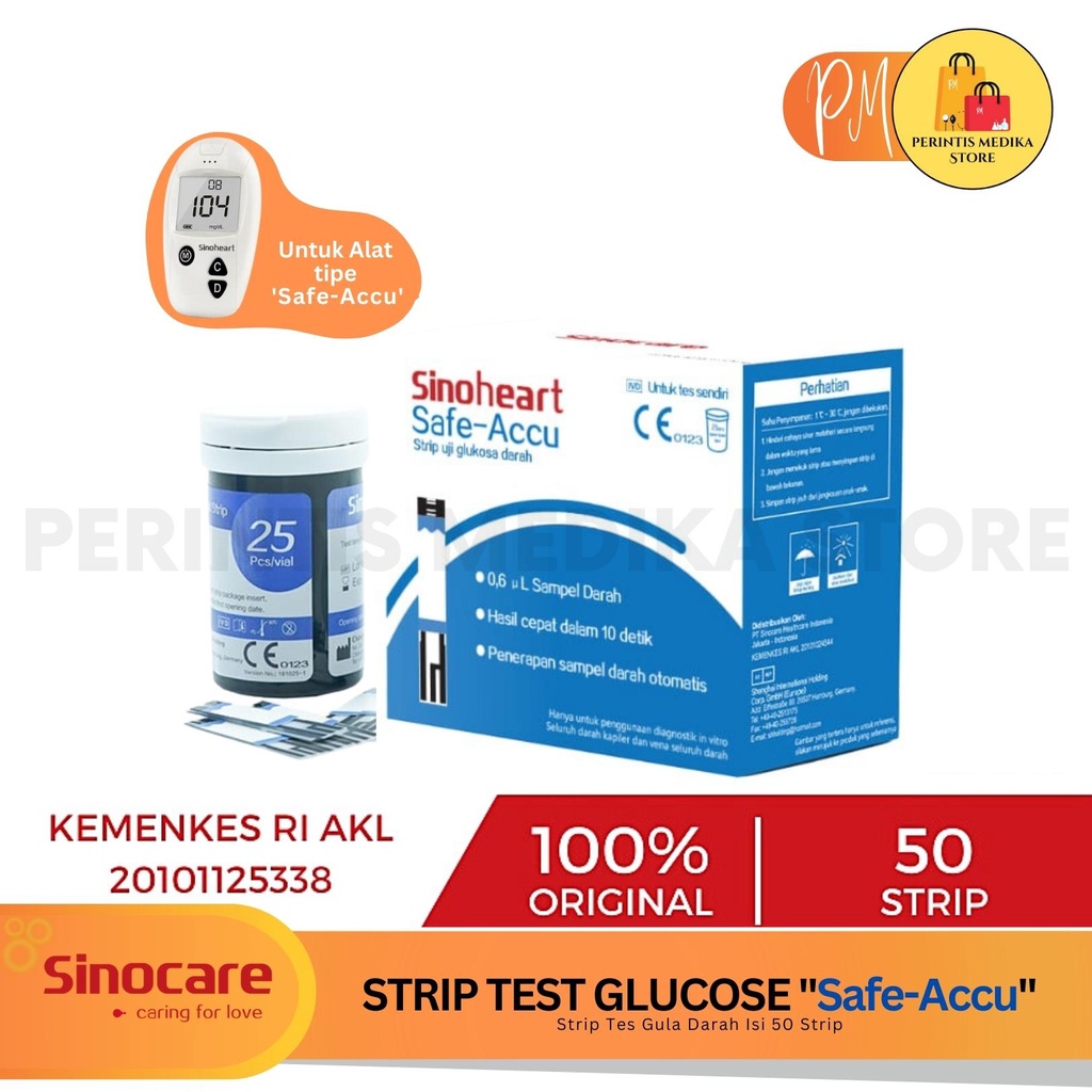 Jual Sinocare Safe Accu Strip Uji Gula Darah Shopee Indonesia