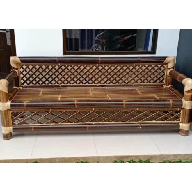 Jual Kursi Teras Bale Bambu Hitam Motif Rotan Mebel Bambu Shopee